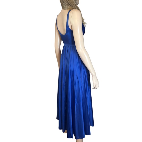 Olga Cobalt Blue Lingerie Set Negligee Full Sweep Nightgown Robe Lace Vtg 80s - Picture 7 of 16